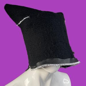 unisex cat beanie 100 merino black leather catwoman ren faire